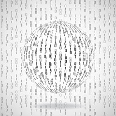 Wall Mural - Ball of binary code. Abstract technology background