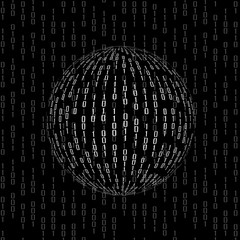 Ball of binary code. Abstract technology background