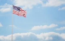 Composite Image Of American Flag Waving On Pole