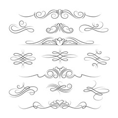 vintage calligraphic ornate page decoration elements and dividers for invitations, greeting cards an