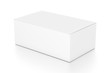 © Mockup Cake - White wide horizontal rectangle blank box from top side angle.