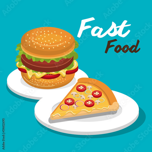 burger and pizza isolated icon design, vector illustration graphic
