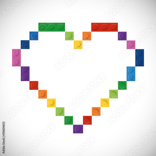 Lego concept represented by abstract heart design. Colorfull and flat illustr...