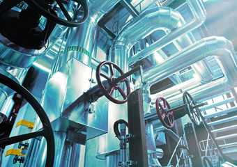 Industrial zone, Steel pipelines, valves and pumps