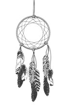 Native American Indian Dreamcatcher With Feathers.