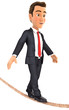 3d businessman walking on a rope