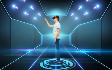 Wall Mural - man in virtual reality headset or 3d glasses