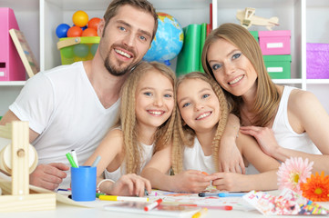 Poster - happy family painting together