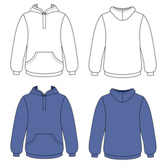 Wall Mural - Unisex hoodie (front & back outlined view)