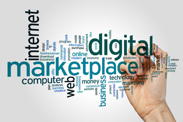 Wall Mural - digital marketplace word cloud