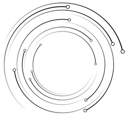 Aufkleber - Concentric, radiating circles, lines with dots. Geometric elemen