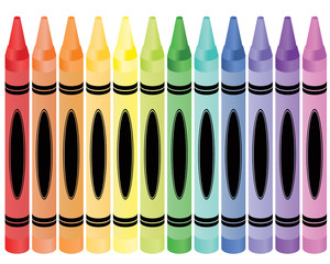 set of colorful crayons
