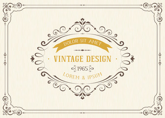 Wall Mural - ornate vintage card design with ornamental flourishes frame. use for wedding invitations, royal cert