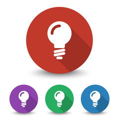 Wall Mural - white light bulb icon in different colors set