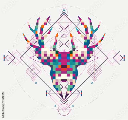 animal-head-deer-triangular-pixel-icon