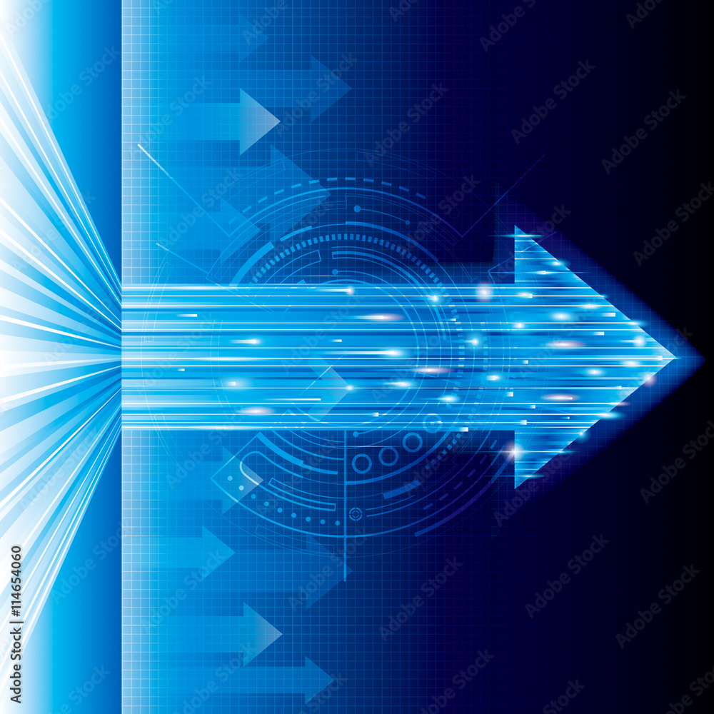Arrow sign abstract technology blue background. Stock Vector | Adobe Stock