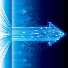 Aufkleber - Arrow sign abstract technology blue background.