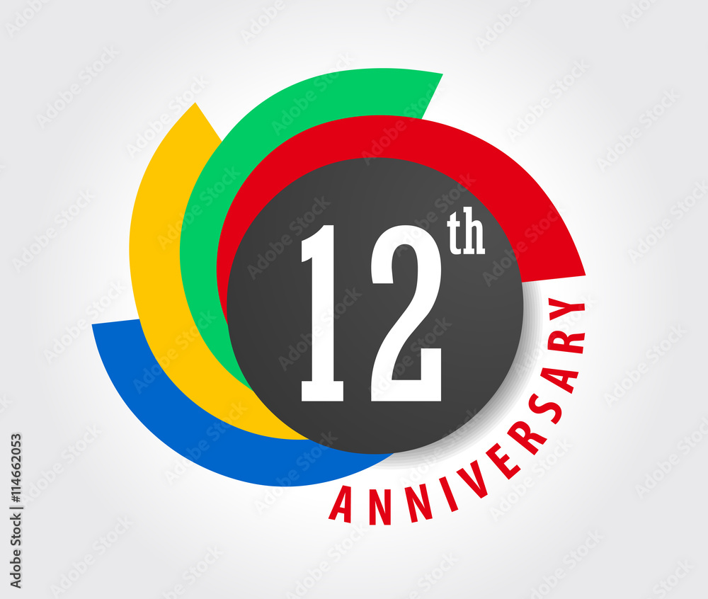 12th Anniversary celebration background, 12 years anniversary card ...