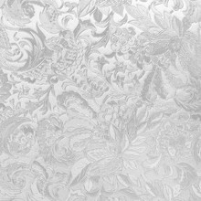 Silver Floral Ornament Brocade Textile Pattern