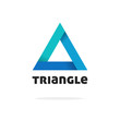 Triangle logo vector isolated on white background, blue gradient abstract triangle logotype element with shadow on corners, strict creative geometric figure