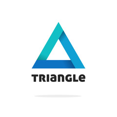 Wall Mural - triangle logo vector isolated on white background, blue gradient abstract triangle logotype element 