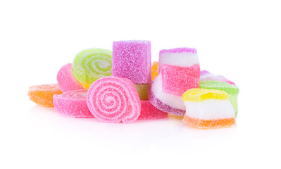 Jelly sweet, flavor fruit, candy dessert colorful on white backg