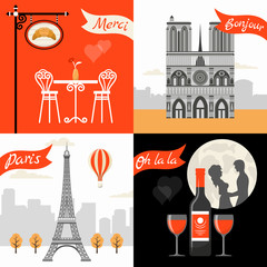 Poster - France Paris Retro Style Concept