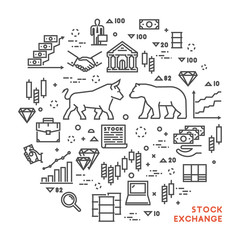 Wall Mural - Vector line concept stock exchange