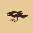 crow or blackbird logo. vector illustration 2 colors isolated