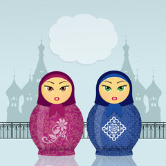 illustration of funny Russian dolls