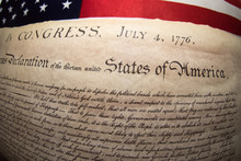Declaration Of Independence 4th July 1776 On Usa Flag