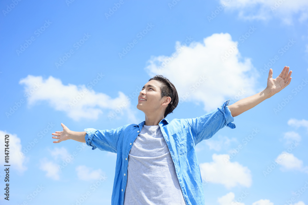 Carefree man feel happy Stock Photo | Adobe Stock