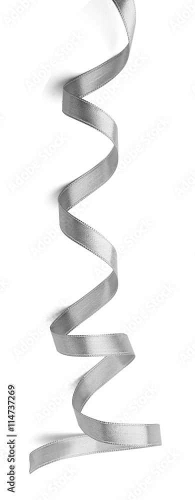 Grey ribbon on a white background