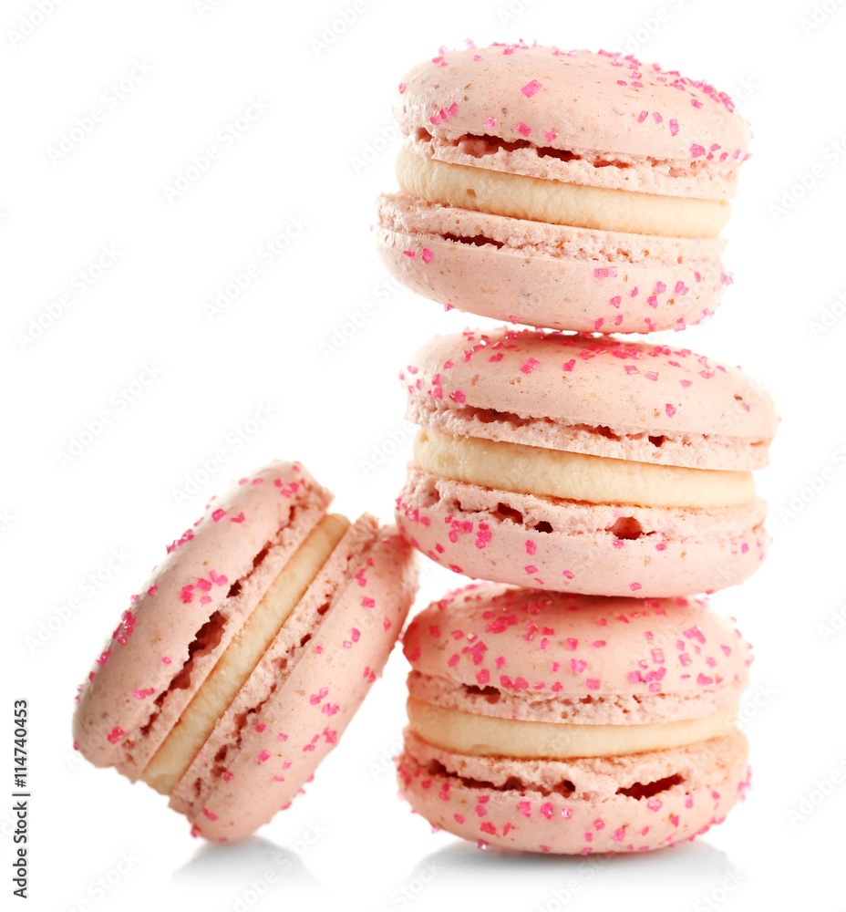 Tasty  macarons isolated on white
