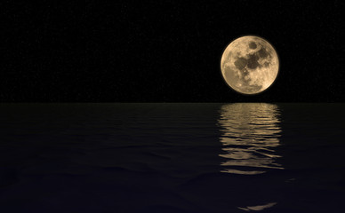 full moon over cold night water