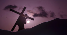 Jesus Christ Carrying Cross Up Calvary On Good Friday