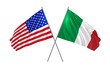 3d illustration of USA and Italy flags waving in the wind