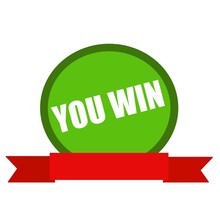 You Win White Wording On Circle Green Background Ribbon Red