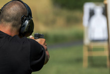 Police Shooting Practice At A Shooting Range