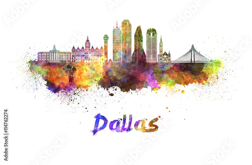Obraz na plátně  Dallas skyline in watercolor