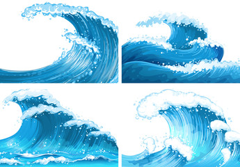 Wall Mural - four scenes of ocean waves
