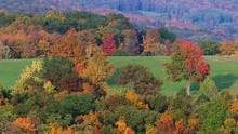 Flight Over Rural New England Landscape In Autumn