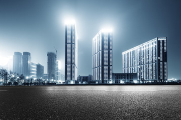 Wall Mural - empty street with modern buildings in hangzhou qianjiang new cit