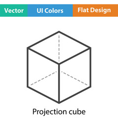 Wall Mural - Cube with projection icon