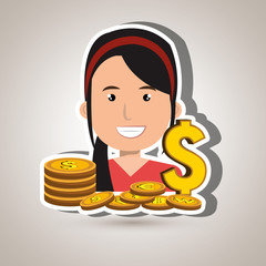 woman with coins isolated icon design, vector illustration  graphic 