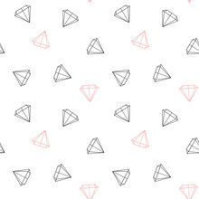 Black White And Pink Diamonds Seamless Vector Pattern Background Illustration