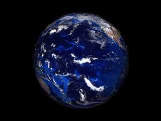Wall Mural - planet earth on black background view from space 3d