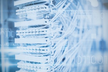 Wall Mural - composite image of blue technology design with binary code