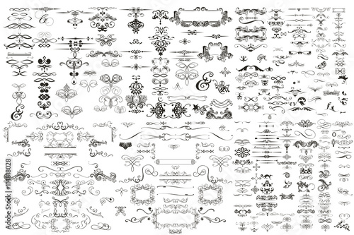 Fotografía Collection of vector calligraphic flourishes and swirls