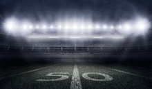 American Football Stadium In Lights And Flashes